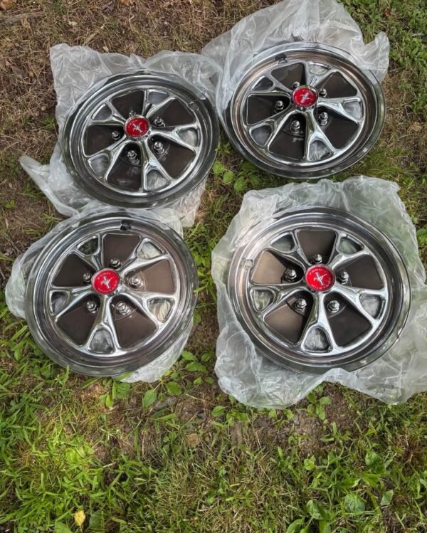 1965-1966 Ford Mustang Styled Hubcaps 14" with Red Centers